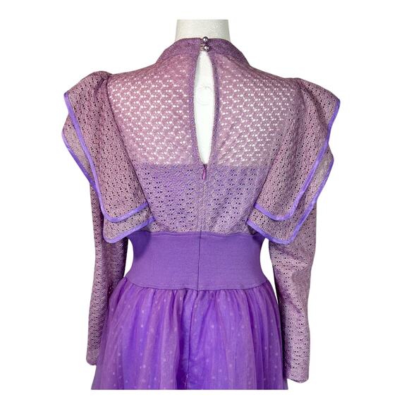 Lavender Gown Whimsical Dragonfly Floral Cottage Fairy Princess Victorian MED - Picture 7 of 10